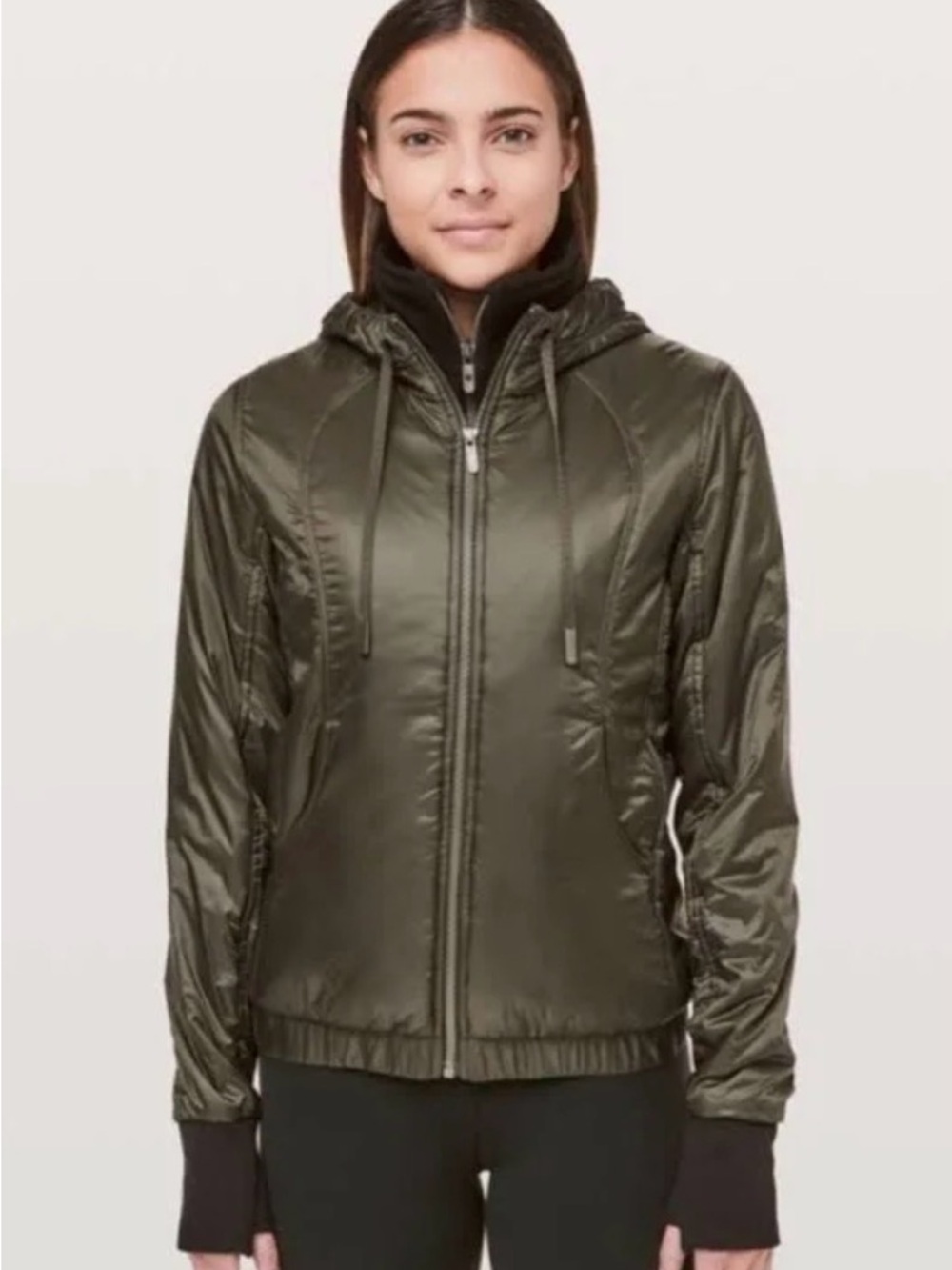 Lululemon Glyde Scuba Hoodie *Glyde Dark Olive Green w/ Removable Fleece Size 8